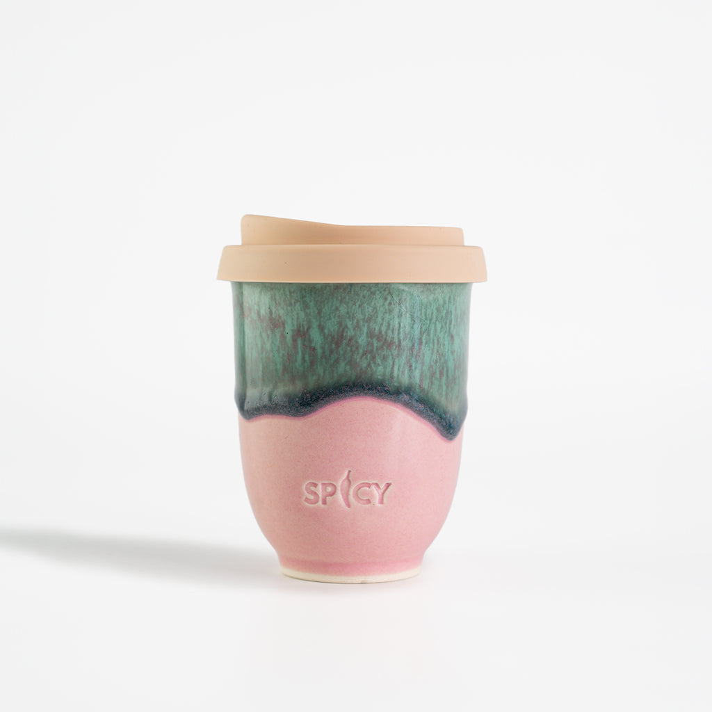 Sandy cup with spicy stamp