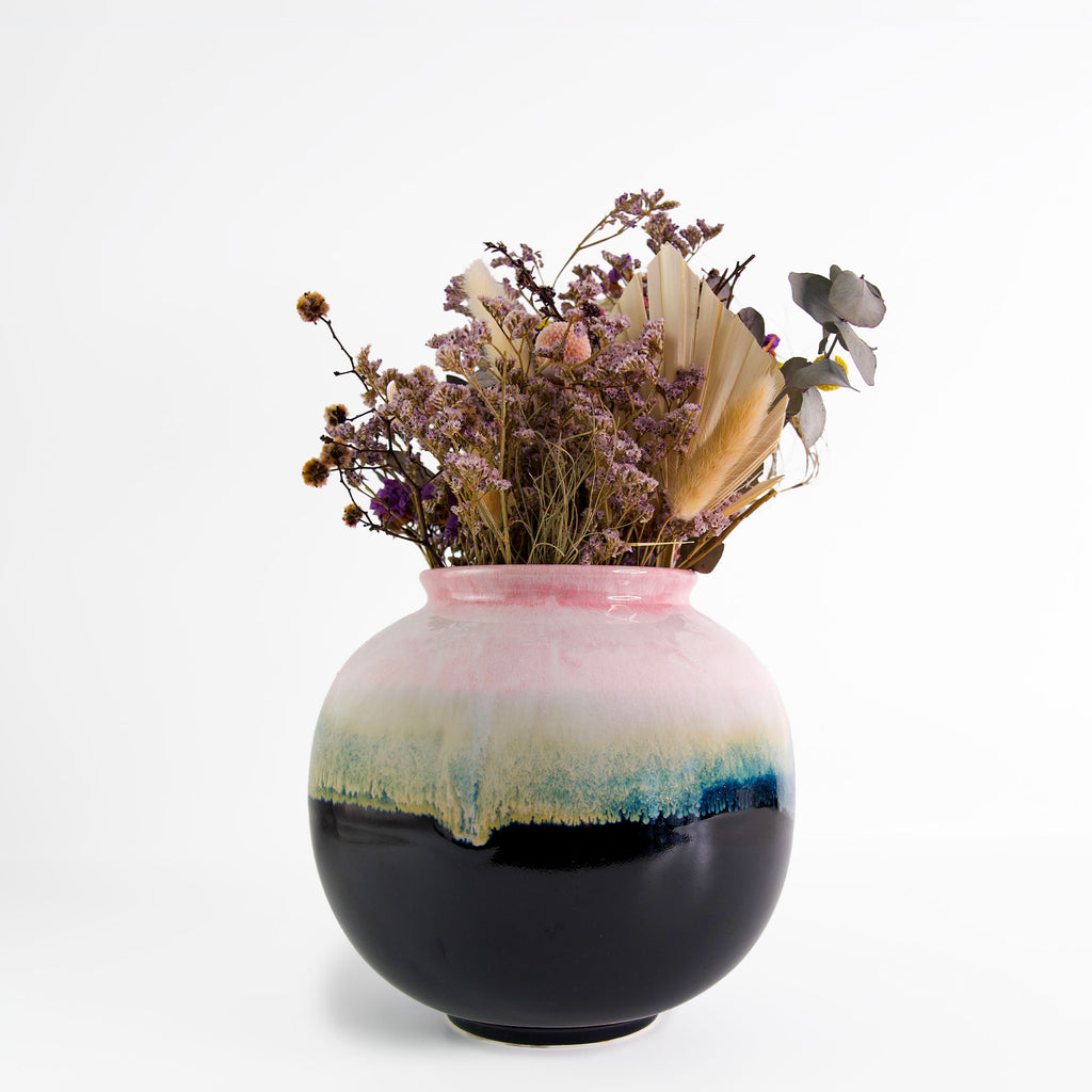 Black and pink large vase