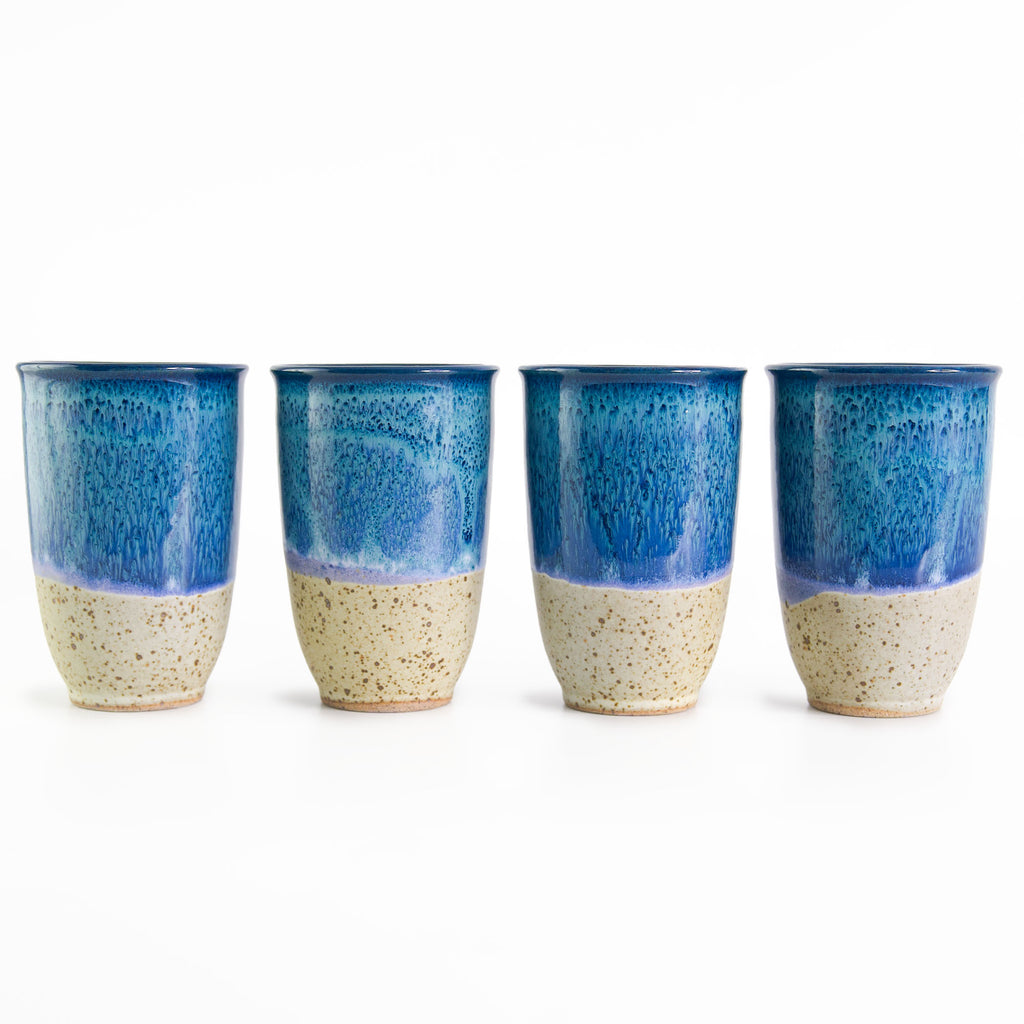 Blue and speckled cup set