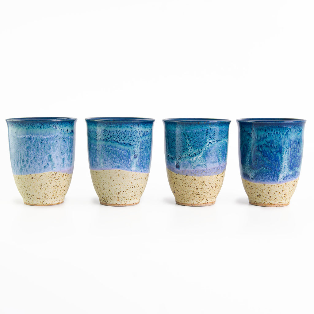 Blue and sandy cup set